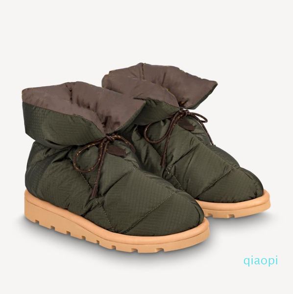 luxury-women pillow comfort ankle boot quilted down filling letter printed designer lady water-repellent nylon rubber treaded outsole boots, Black